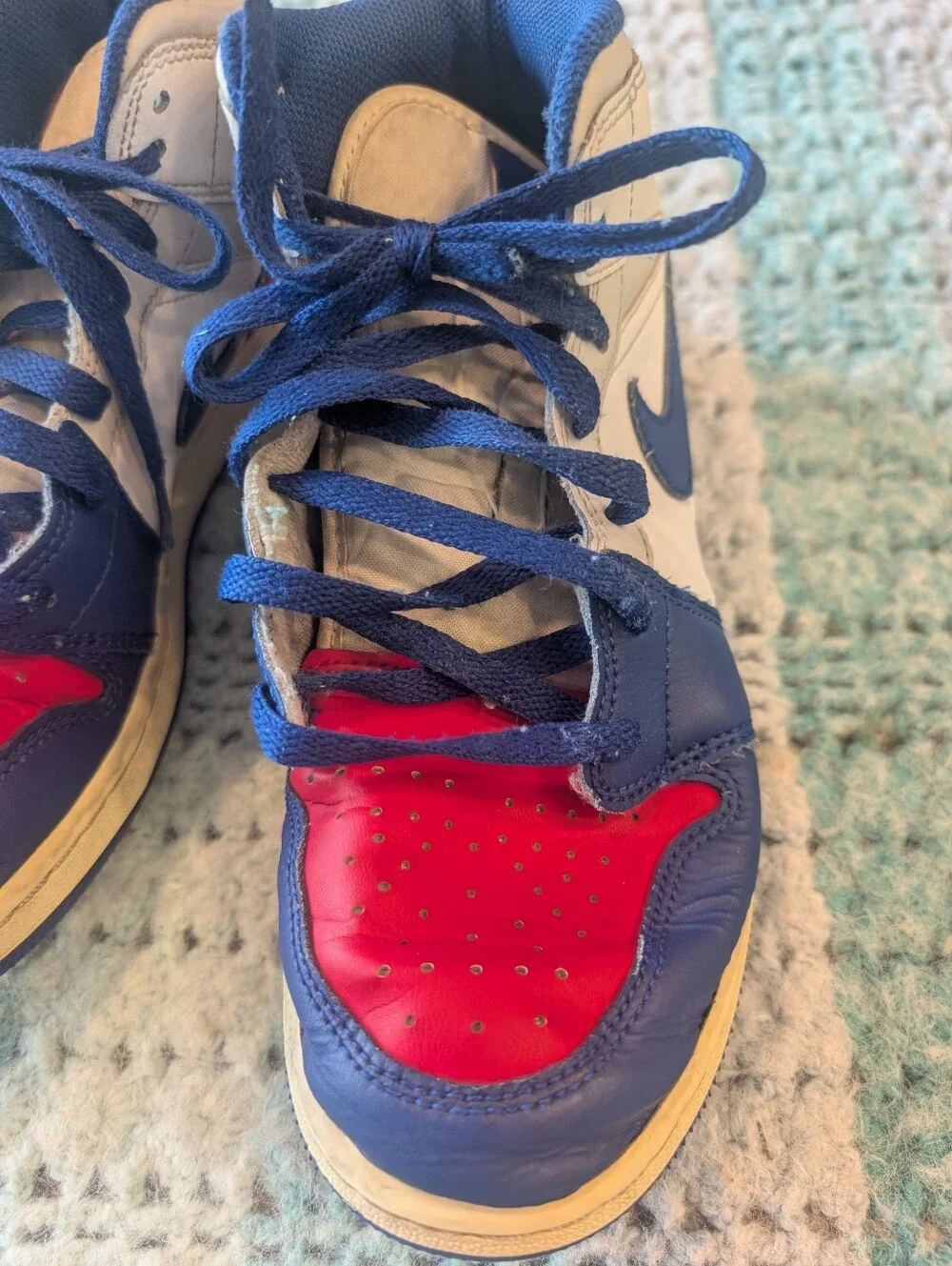 Nike Kids High-Top Sneakers -siE 7  Red / Navy / White